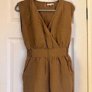 Z Supply Brown Sleeveless Romper | Size Small | Smocked Waist
